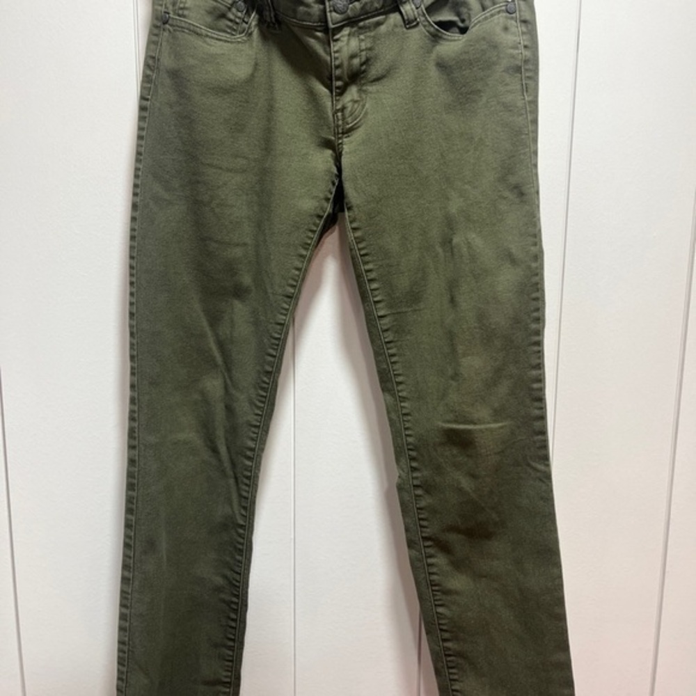 PRANA Women's Size 4/27 Green Wash Denim Low Rise Skinny Leg Jeans